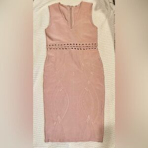 Elegant Blush Bodycon Dress with Eyelet Detail
